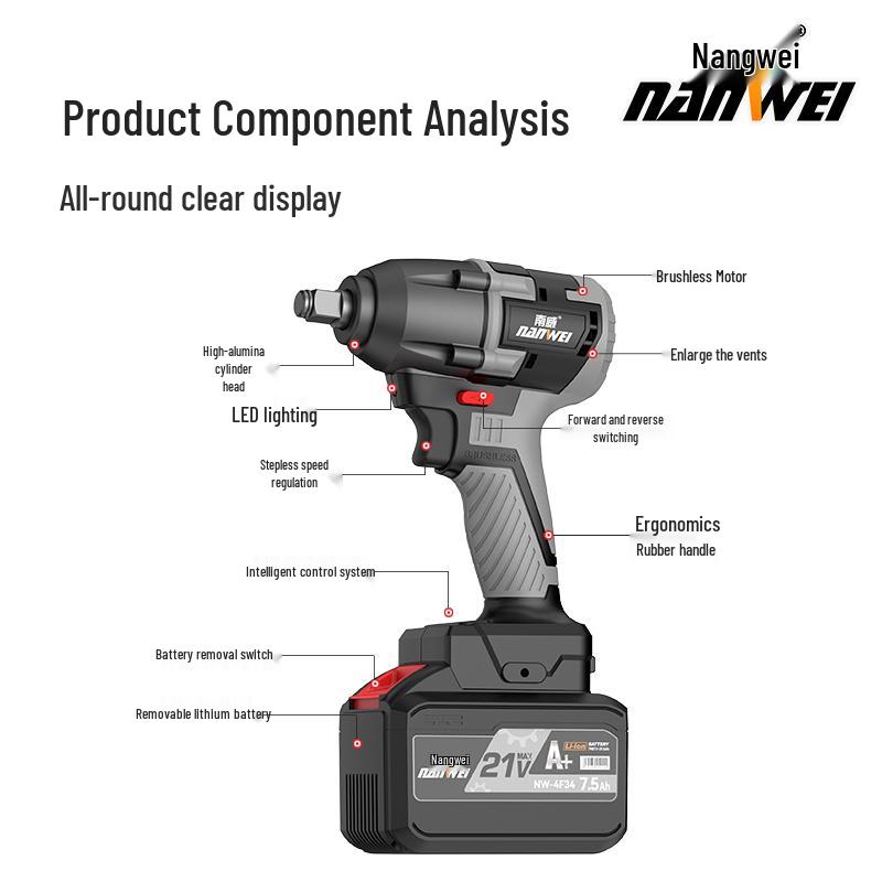 Heavy Duty Brushless Electric Torque Wrench with Lithium Battery for Auto Repair and Scaffolding