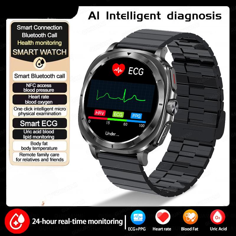 2025 New Watch 7 Uric Acid Blood Pressure Blood Oxygen Body Analysis Smart Watch ECG+PPG Clock Smartwatch Men
