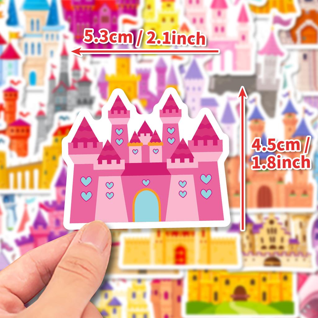 50 Pink Castle Stickers Children Girl Princess Magic Dream Castle Cartoon Children Creative Graffiti