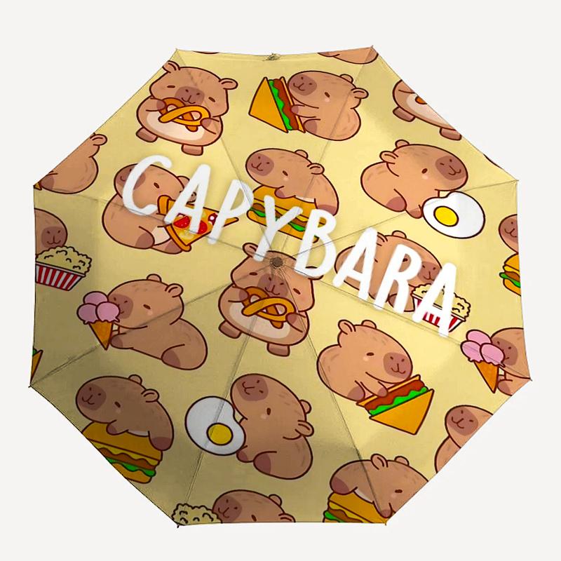 Reiseregenschirm mit Capybara-Motiv - 8 Rippen, Automatisches Öffnen und Schließen, Tragbares faltbares Design, Kompakter und stilvoller Schirm für unterwegs