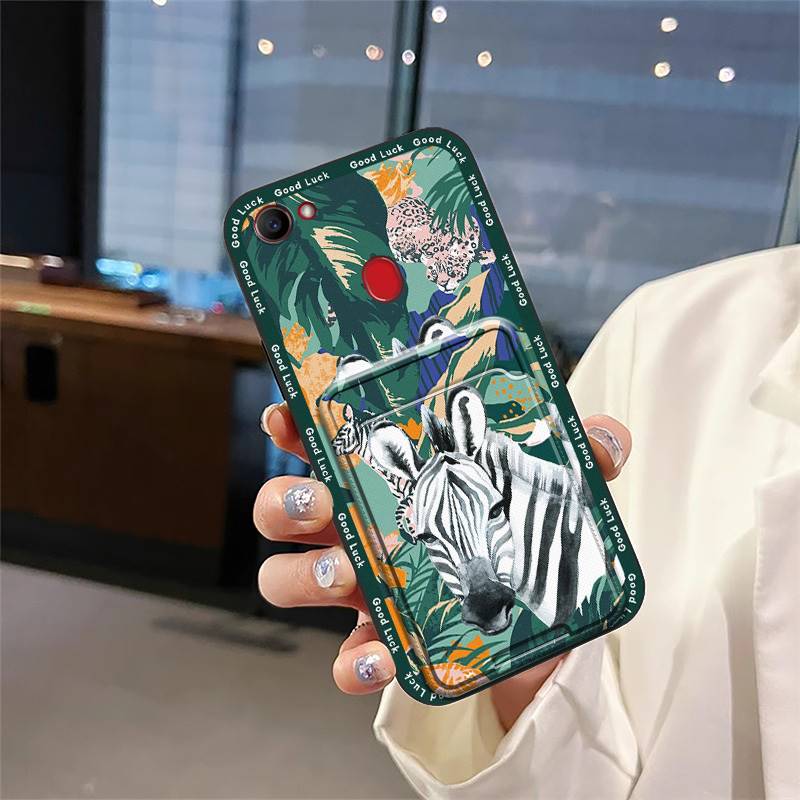 Cartoon Card Slot Phone Case For OPPO F7 Back Cover TPU Protective Anti-knock Cute Card Bag Soft Case Dirt-resistant