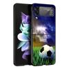 Phone Case for Samsung Galaxy Z Flip 3 4 5 Folding Mobile Shell Hard PC Fundas Black Protect Cover Soccer Ball Football Field