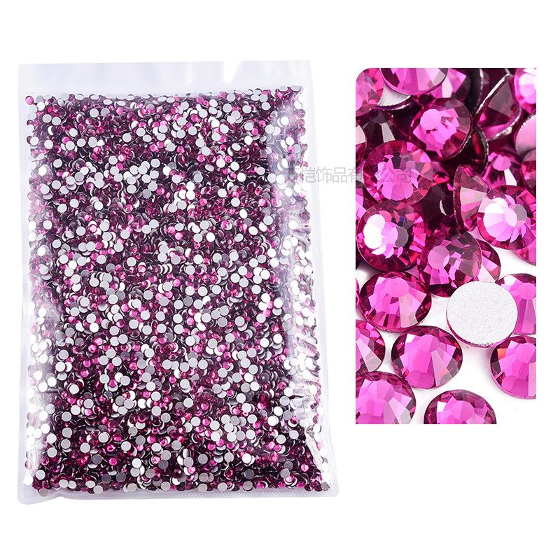 P1-70 Ordinary Color Large Packaging Glass Flat Bottom Diamond Rhinestone Nail Diamond Diy Crystal Mobile Phone Case Beauty Jewelry Accessories