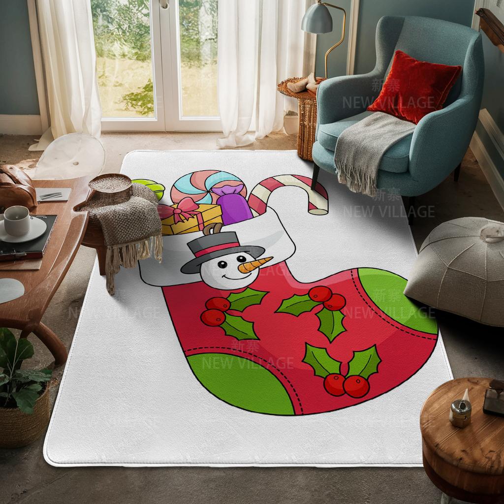 House Entrance Carpet Home Door Mat Living Room Bath Foot Bathroom Non-slip Water Absorption Rugs Bath Merry Christmas Winter