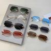 Rimless Oval Sunglasses Men New Fashion Vintage Gradient Casual Shades Women Trendy Luxury Brand Design Decor Sun Glasses