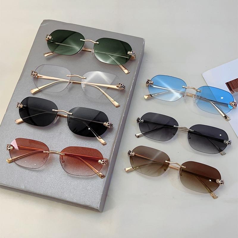 Rimless Oval Sunglasses Men New Fashion Vintage Gradient Casual Shades Women Trendy Luxury Brand Design Decor Sun Glasses