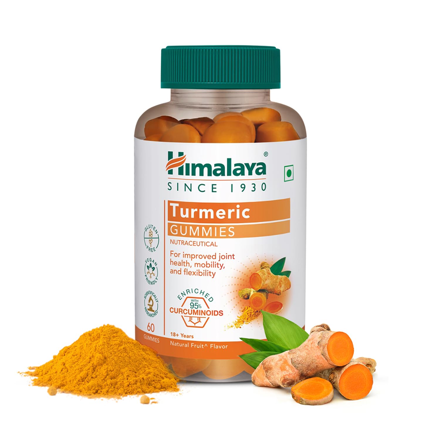 

Himalaya Turmeric Gummies Pack Of 60 For Joint Health And Antioxidant Support With 95% Curcuminoids Gluten Free 100 Percent Vegetarian 230g