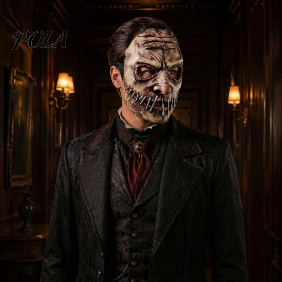 Detailed Scar Texture Mask Halloween Horror Mask, Creepy Latex Adjustable Strap Scary Fancy Flexible Fit for Party Cosplay Costume Haunted House Prop