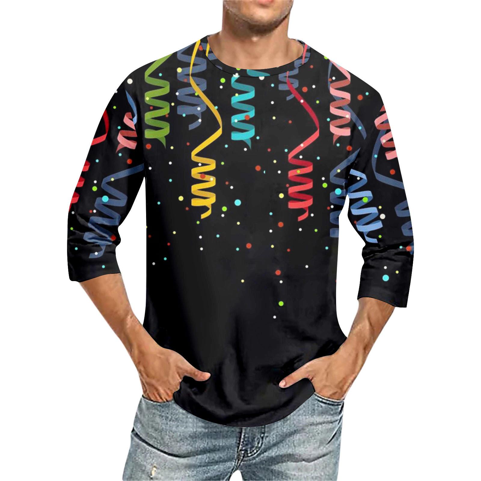 

Мужская футболка с круглым вырезом и рукавом семь четвертей, мужская повседневная свободная футболка с рукавом семь четвертей L винный