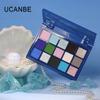 Ucanbe 15-Color Eyeshadow Palette Mermaid Tears Deep Sea Blue Green Polarized Diamond Shimmer Cool Tone Stage Makeup Play Makeup