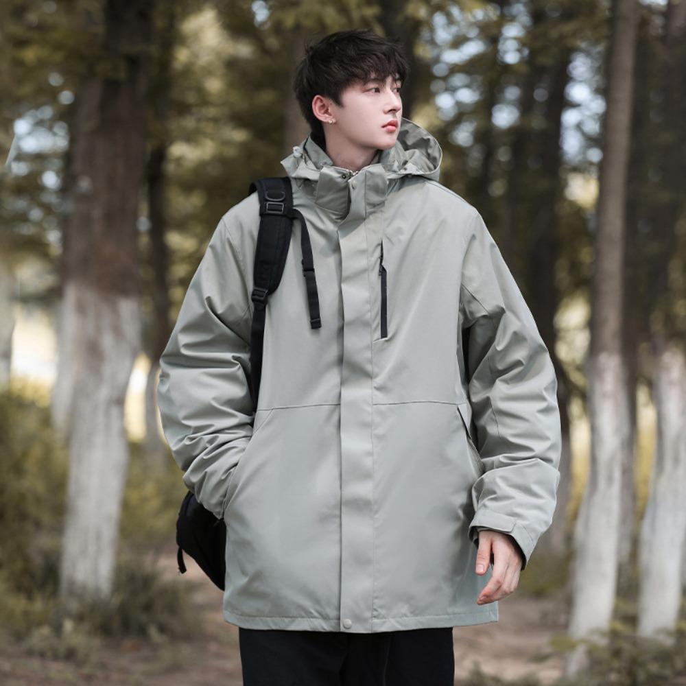 Army Green Outdoor Jacket Men's Three-in-one Removable Autumn and Winter Windproof Waterproof Three-proof Jacket