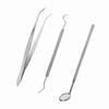 3pcs/set Stainless Steel Dental Tool Mouth Mirror Probe Plier Tweezer Teeth Clean Hygiene Kit