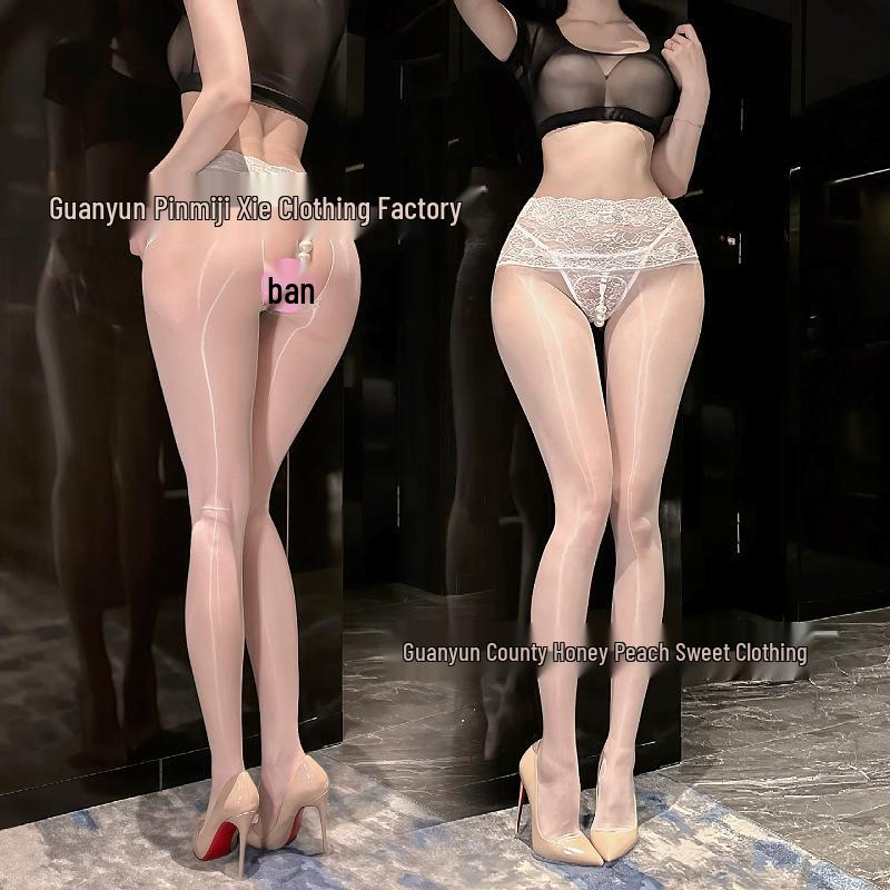 Shiny Black Pearl Lingerie Bodysuit with Lace Waist, See-Through Design, and Open Crotch.