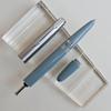 Lake Blue 601 Steel Push Cap Vacuum Fountain Pen F Nib with Ink Window Accessories 0.5MM