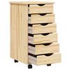 Rollbarer Aufbewahrungsschrank mit Schubladen MOSS Klarlack Finish 34 x 39 x 65,5 cm