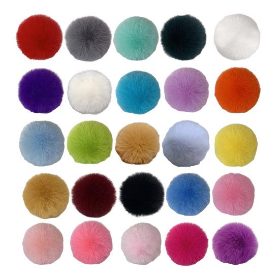 Faux Fur Pom Pom Fluffy Ball with Elastic Loop Cute Plush Ball Bag Charm for Craft Projects Hat Accessories
