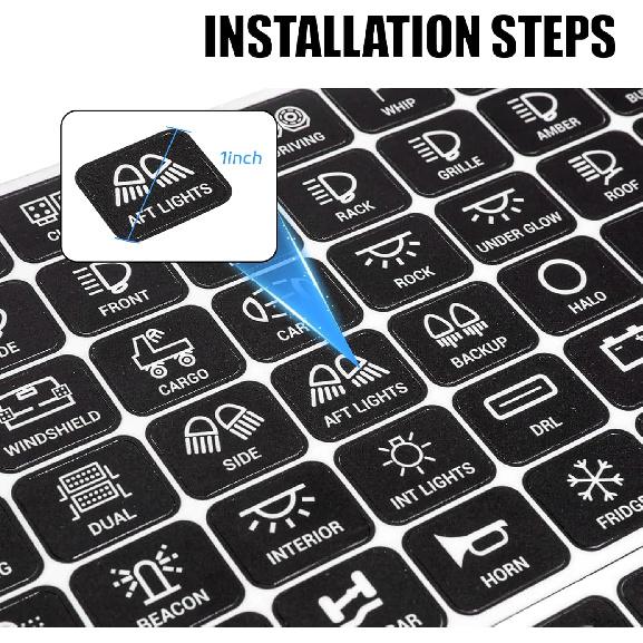 120PCS Car Switch Panel Sticker, Switch Label Decal Kit for Switch Panel AR-800, BA80, GA80, GB80, BB80, BC60, GC60, Vehicle Dashboard Text Sticker
