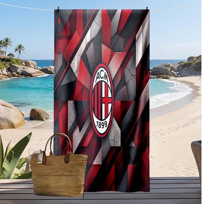 Πετσέτα Θαλάσσης AC Milan με Σχέδιο Γρήγορου Στεγνώματος Μαλακή Πετσέτα Φορητό Μεγάλο Ορθογώνιο Κάλυμμα Παραλίας για Ταξίδια Πισίνα