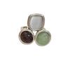 Adjustable Tricolor Stone Stainless Steel Ring - Simple and Fashionable Design for Women