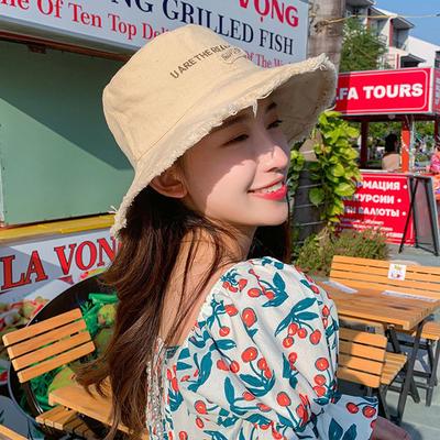 Simple Sport Sunshade Cotton Soild Color Letter Korean Style Cap Female Hat Bucket Hat Fashion