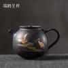 Silver-spotted Black Ceramic Teapot Rough Pottery Small Crane Pot Retro Household Ceramic Kung Fu Tea Set