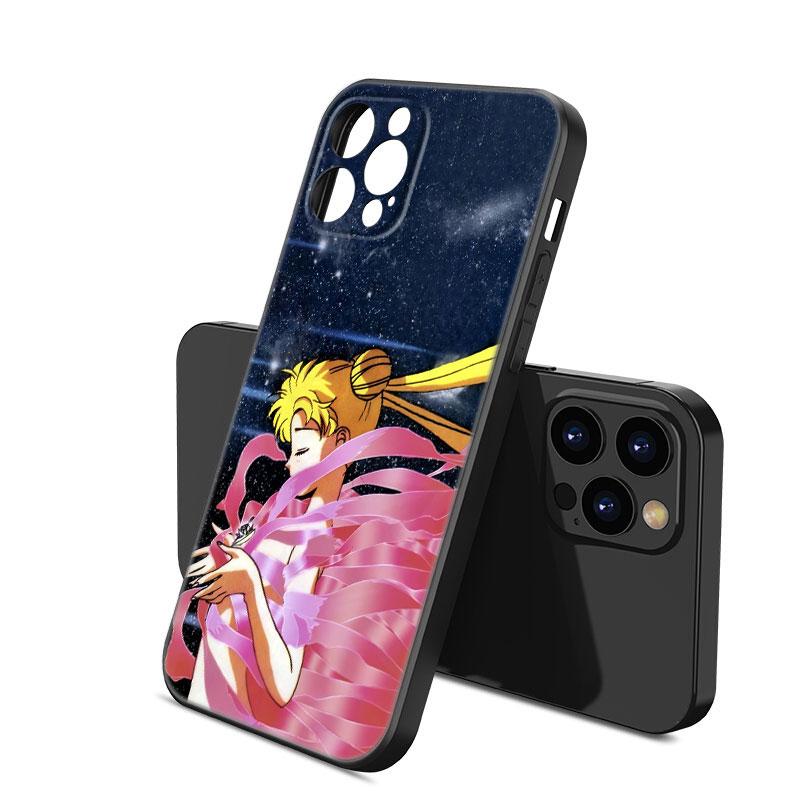 Japan Cartoon Sailor Moom Black Silicone Phone Case For Apple iPhone 12 13 Mini 11 14 15 Pro Max 7 8 Plus X XR XS SE 2020 2022