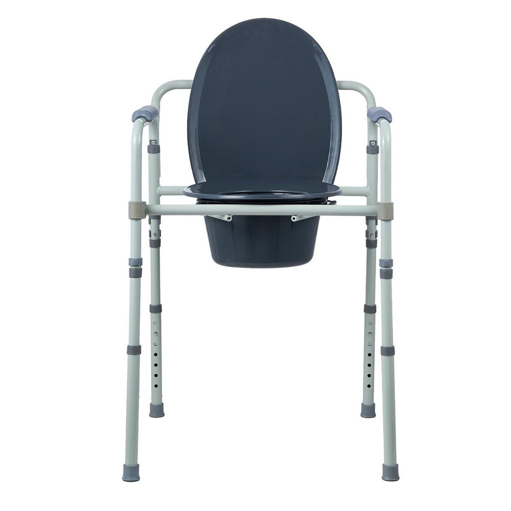 Commode Chair, Bedside Commode with Wider Toilet Seat, 7-Level Adjustable Height, 5.8L Removable Bucket, Easy To Assemble, 350 LBS Capacity, Raised