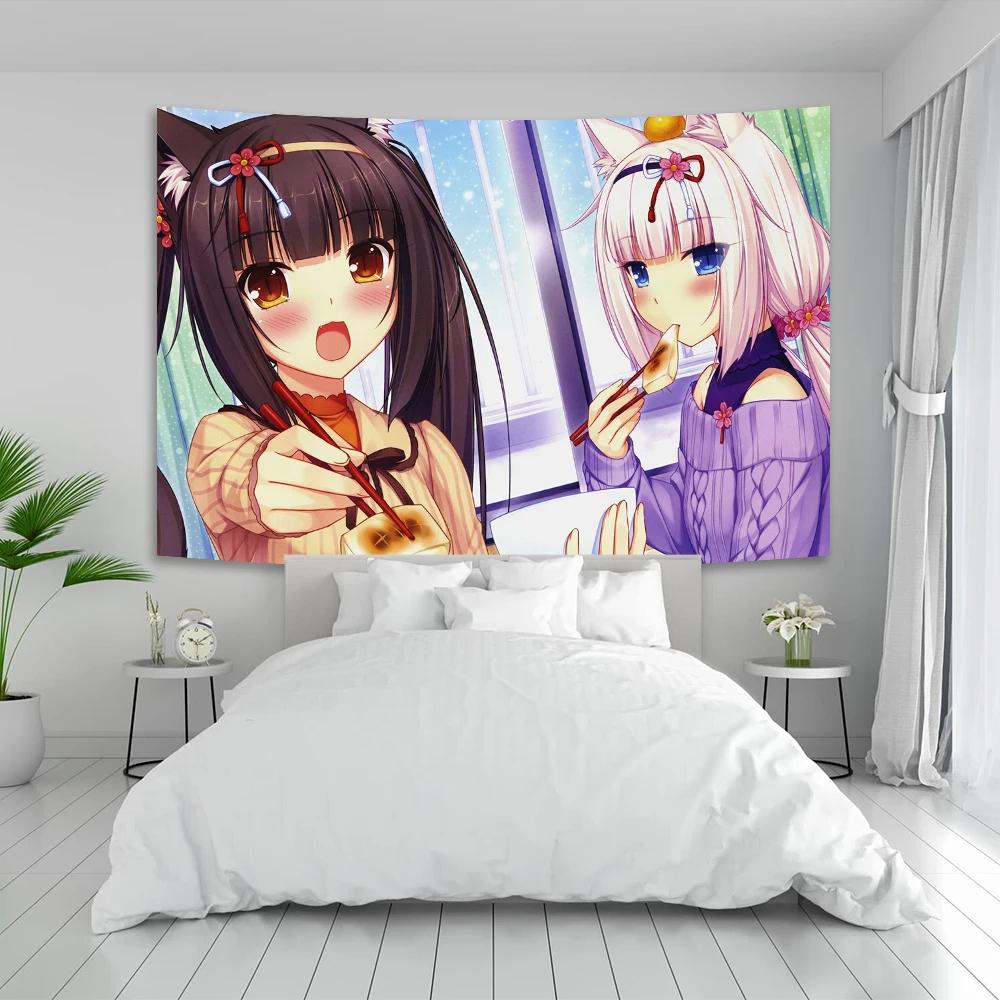 

Anime Cat Girl Maid Wall Tapestry Japanese Anime Art Bedroom Decor Otaku Gift Cute Girls Poster Home Decoration 74x94cm(29x37in)