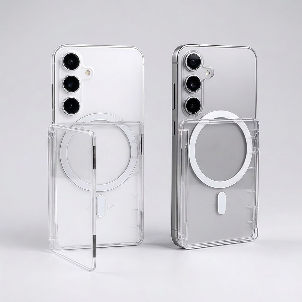 Transparent For MagSafe Card Sleeve Shockproof Wallet Phone Case  For Magnetic Phone