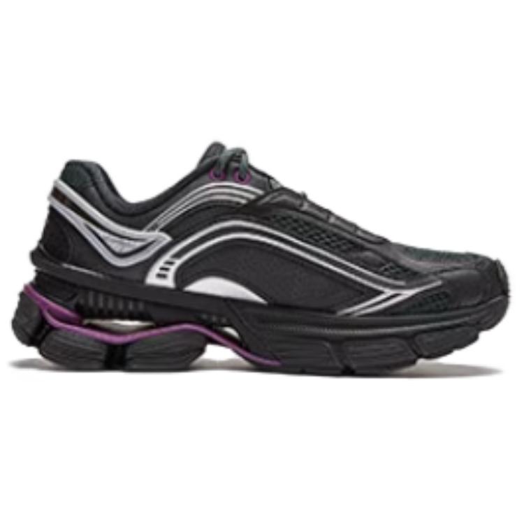Li-Ning Comfortable Simple Shock Absorption Non-Slip Low-Top Running Shoes Women Sneaker Black Purple AGCU044-1