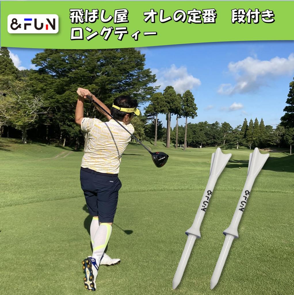 Long 83mm In Stepped 50mm Tee for Long Standard Golf 20 Tees, Length, Design, Height, Hitters, Tees, Pieces, &FUN (White)