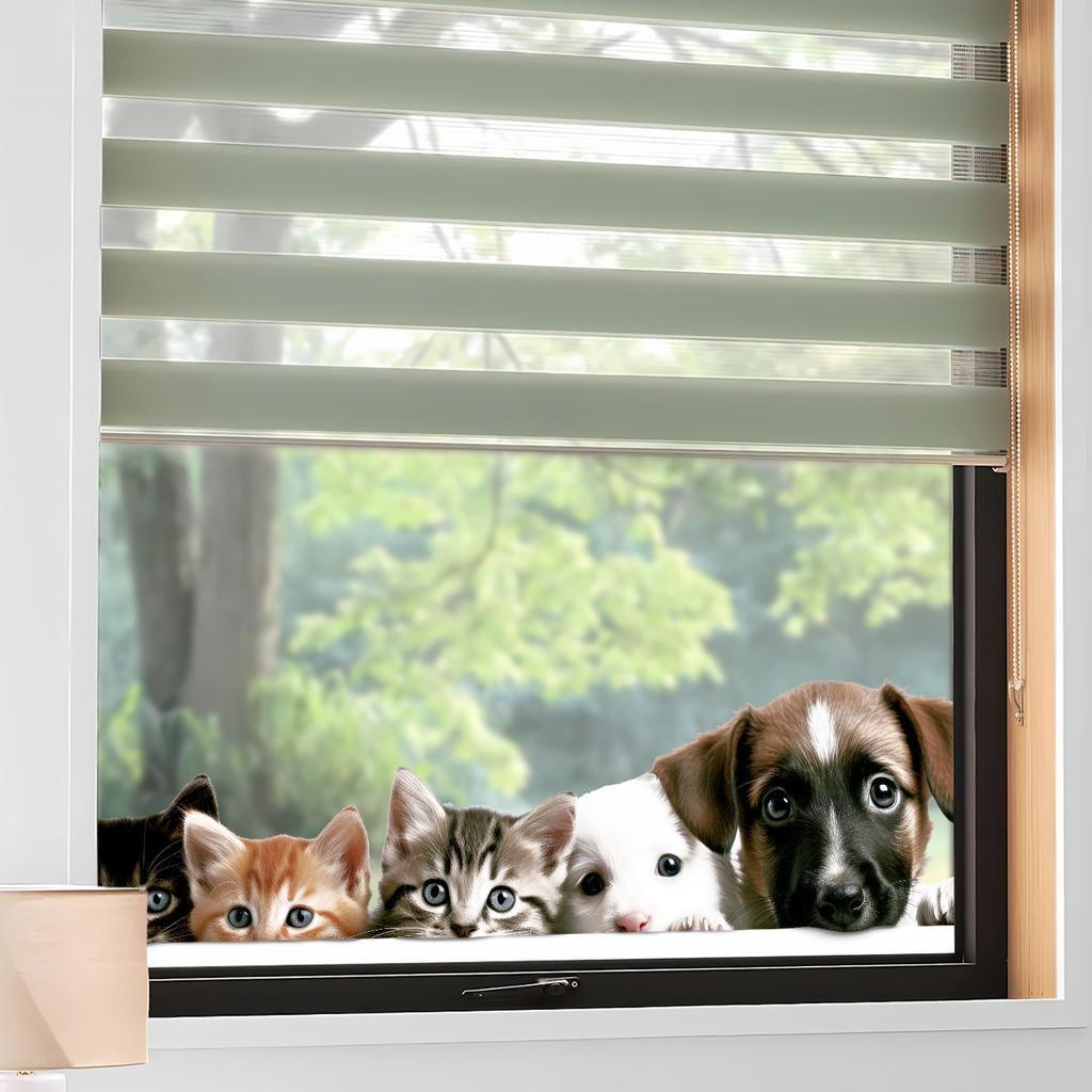 Cute Realistic Animal Peeking Window Stickers Creative Glass Decor Festival Decoration Home Shop Window Clings Adorable Animal Wall Stickers