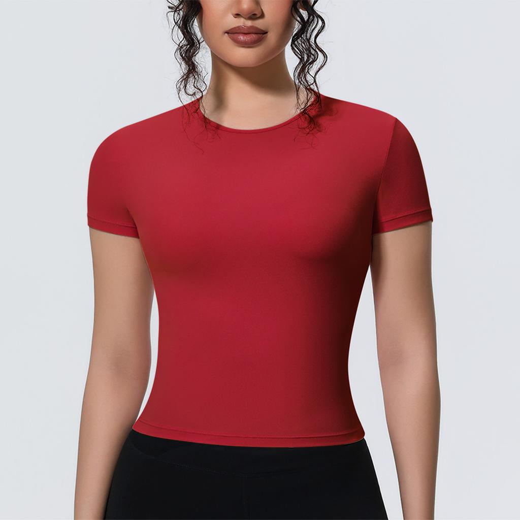 New-style Sports-inspired, Figure-hugging, Short-sleeved, Breathable Yoga T-shirt for Running, Training and Fitness – Women’s Top