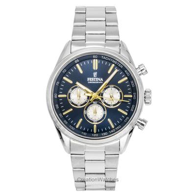 Timeless Chronograph Stainless Steel Blue Dial Quartz F16820-C Men's Watch