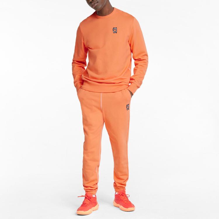 Puma Logo Bestickter Pullover Rundhals Langarm Sweatshirt Herren Sweatshirt Leuchtend-Orange 533249-07