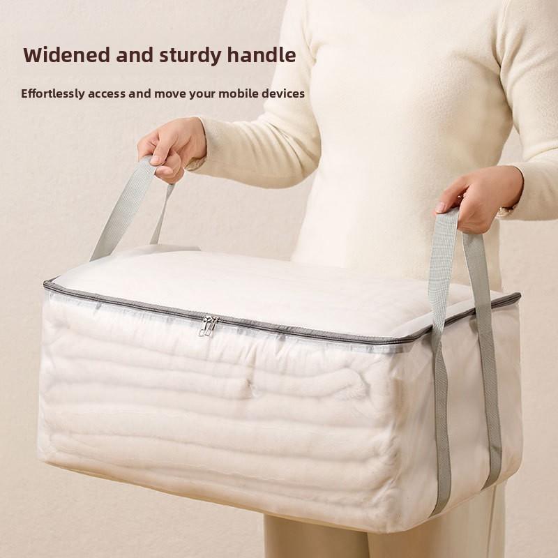 Transparent Clothes Storage Bag With Reinforced Handles For Bedroom Organization And Moving