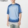 Oversized Men Round Neck Short Sleeve Gradient Casual Loose T-Shirts Tops