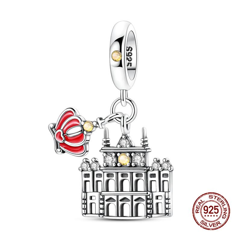 Original Charm Copper Landmark Building Series Charm Bead Fit 3Mm Original Bracelet For Women Diy Fine Jewelry Gift