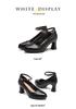 Red Dragonfly Women's Chunky Heel Mary Janes - Summer Casual Genuine Leather High Heels.