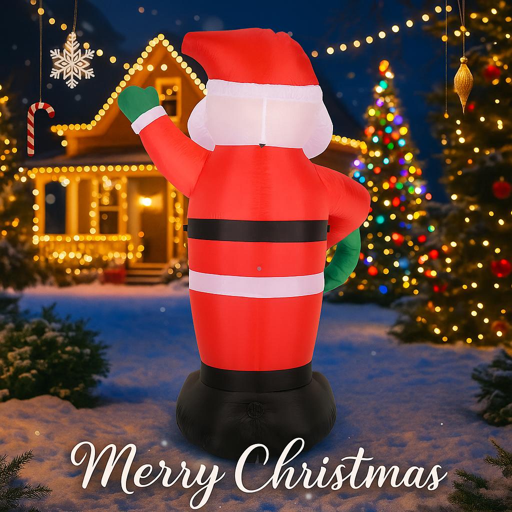 5.91FT Inflatable Toy Santa Claus Wreath with LED Lights Xmas Yard Lawn Party Decoration Christmas Home Supplies Ornaments Gifts