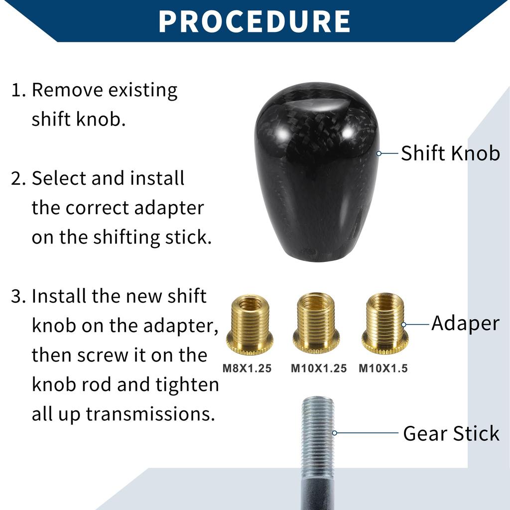 Hihaha Shift Knob with 3 Adapters / Front Gear Shift Knob for Automatic and