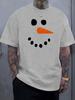 Summer Male Casual White T Shirt Minimalist SnowUnisex Face Print Soft Cotton Short Sleeve Funny Holiday Daily Wear Top