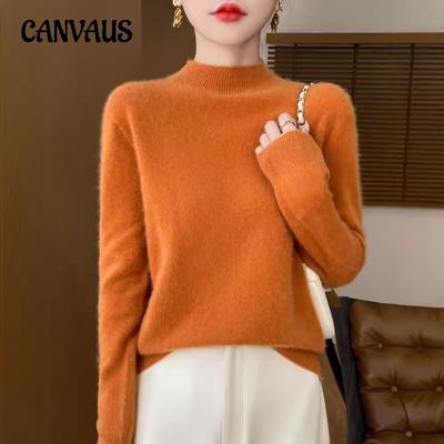 Half Turtleneck Wool Sweater Pullover Solid Colour Bottoming Sweater Knit Sweater for Women