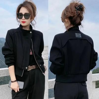 Damen Casual Sportjacke Einlagige Jacke Stehkragen Kurze Jacke