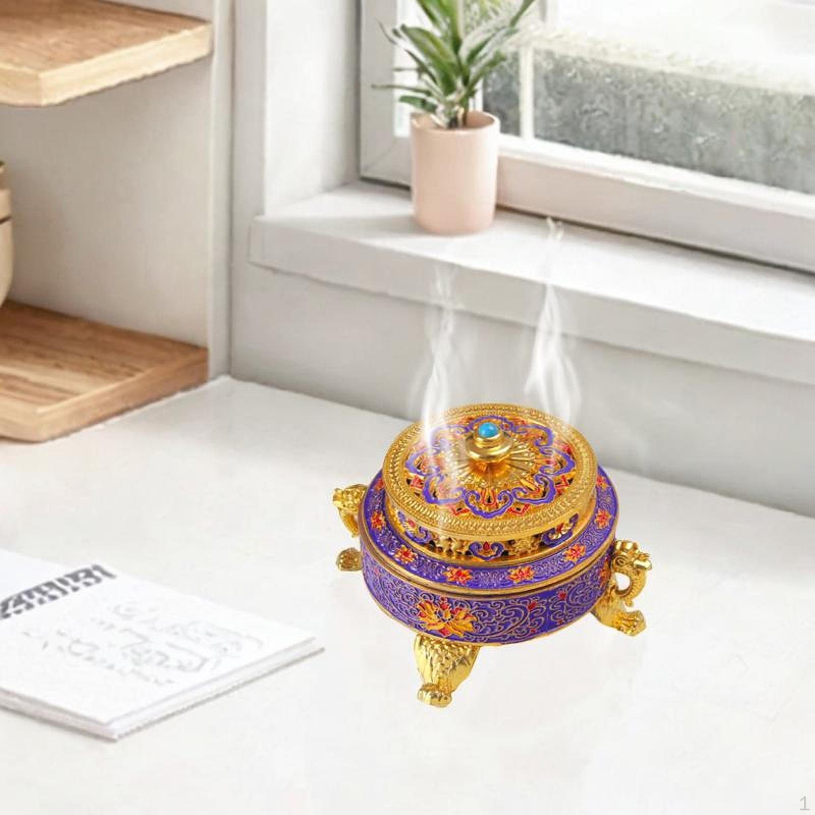

Enamel Incense Burner Holder Aroma Portable Censer Stand for Gifts Desktop фіолетовий