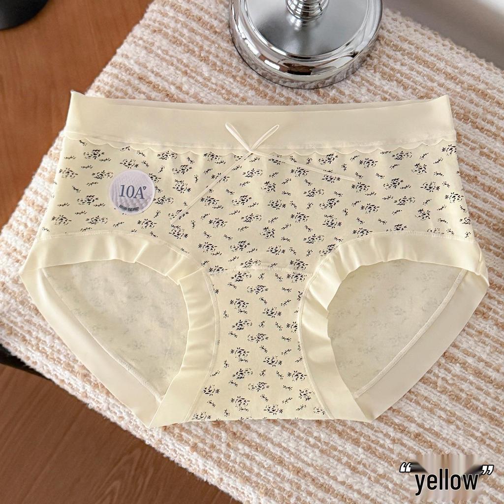 Antibakterische Baumwoll-Slips für Damen mit mittlerer Taille und floralem Muster: Hautfreundlich und atmungsaktiv