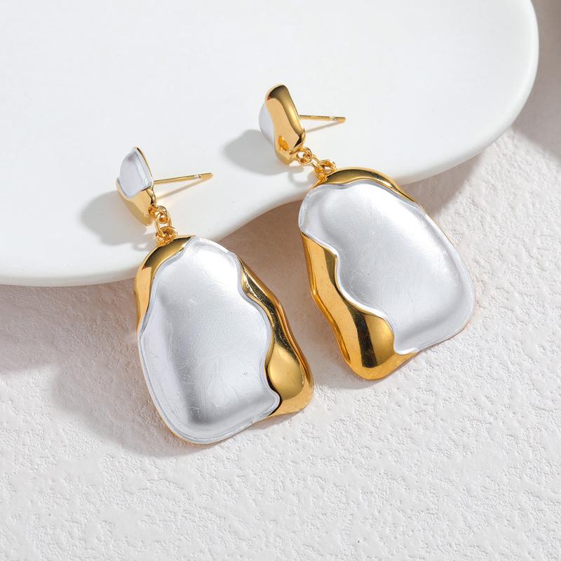 Xiaohongshu Top-Selling Geometric Enamel Color Block Earrings: Fashionable High-End Stainless Steel Jewelry for New Year