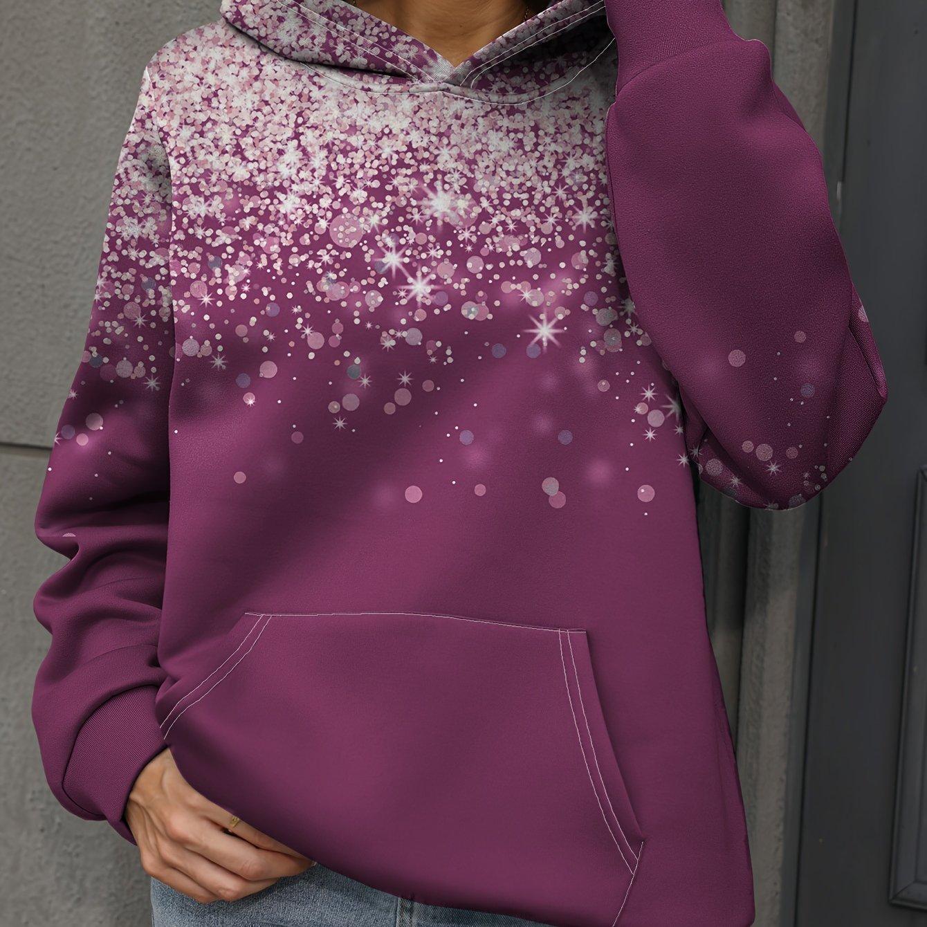 

Толстовка большого размера, повседневная, женская, с длинным рукавом, принтом «небо», с капюшоном и карманом-кенгуру 6XL