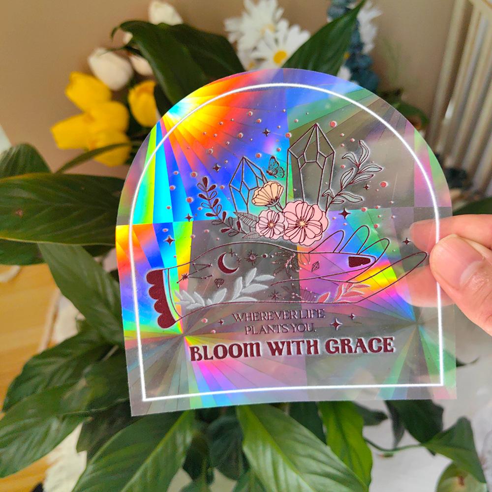 SC031-045 Klistermärken Regnbågsglas Solfångare Anti-kollisionsvarning Dekaler Prismatiska PVC-dekorationer för att Förhindra Stoppa Fåglar