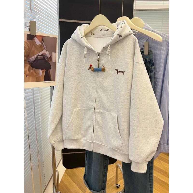 Fashionable Hooded Sweatshirt Jacket for Women Autumn 2025 New Zipper Cardigan Long-sleeved Printed Top Thin Section